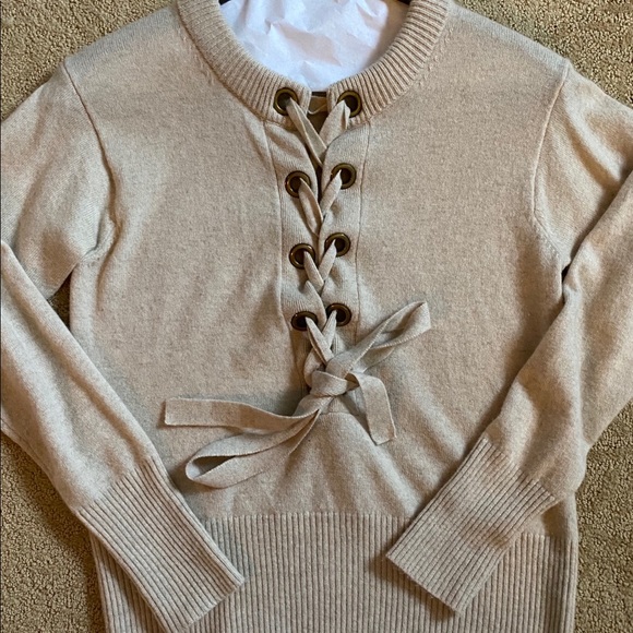 J. Crew Tops - J.Crew Cashmere Lace-Up Sweater